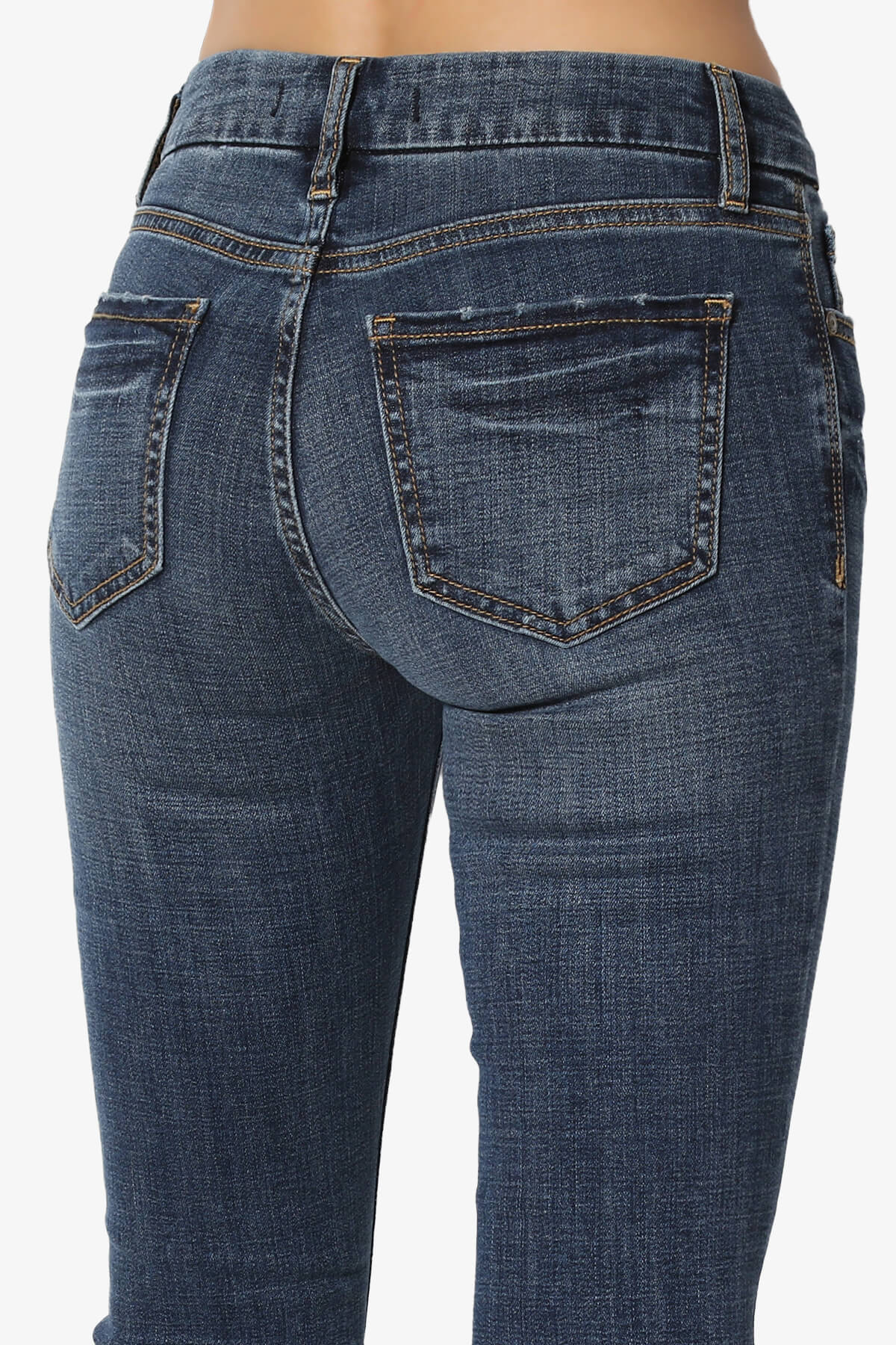 TheMogan Women's 0~3X Roll Up Mid Rise Dark Vintage Wash Tencel Denim Skinny Jeans - image 5 of 7