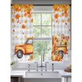 thumbnail image 2 of Orange Thanksgiving Sheer Curtains 63 Inch Length 2 Panels Set, Semi Transparent Voile Rod Pocket Curtains for Living Dining Room Bedroom Drapes Truck Pumpkins Maple Leaves Gray Plaid, 2 of 6