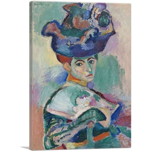 ARTCANVAS Woman With a Hat 1905 Canvas Art Print by Henri Matisse - Size: 40" x 26" (0.75" Deep)