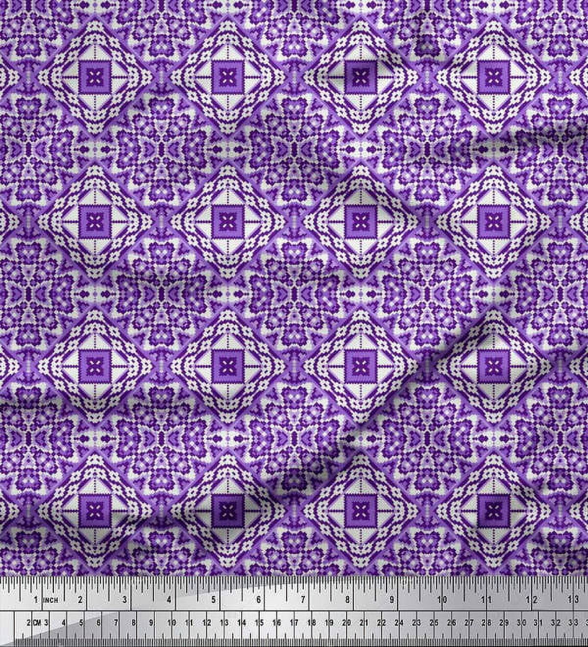Soimoi Silk Fabric Geometric Kilim Print Sewing Fabric Yard 42 Inch Wide