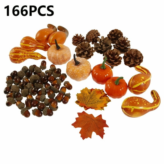 LAMIRO Artificial Pumpkins Autumn Decoration Set,Mini Artificial Pumpkins Gourds Cones,For Autumn Thanksgiving Halloween Garden Wedding Fall Harvest Home Decorations