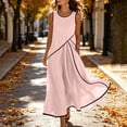 thumbnail image 5 of Uscallm Women's Sleeveless Round Neck Maxi Dress High Low Hem Flowy Casual Boho Beach Vacation Long Dresses, Pink M, 5 of 9