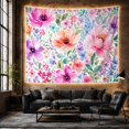 thumbnail image 6 of Peonies and Anemones Among Blue Filler Flowers, Playful Watercolor for Flower Lovers, Botanical Wall Art, Housewarming Gift, Tapestry Wall Hanging for Bedroom and Living Room, 6 of 7