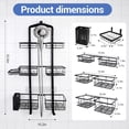 thumbnail image 7 of Extra Large Shower Caddy Hanging, Rust-Resistant Shower Organizer Hanging, 3 Tier Height-Adjustable Over the Head Caddy, Rack with Soap Basket (Black), 7 of 7