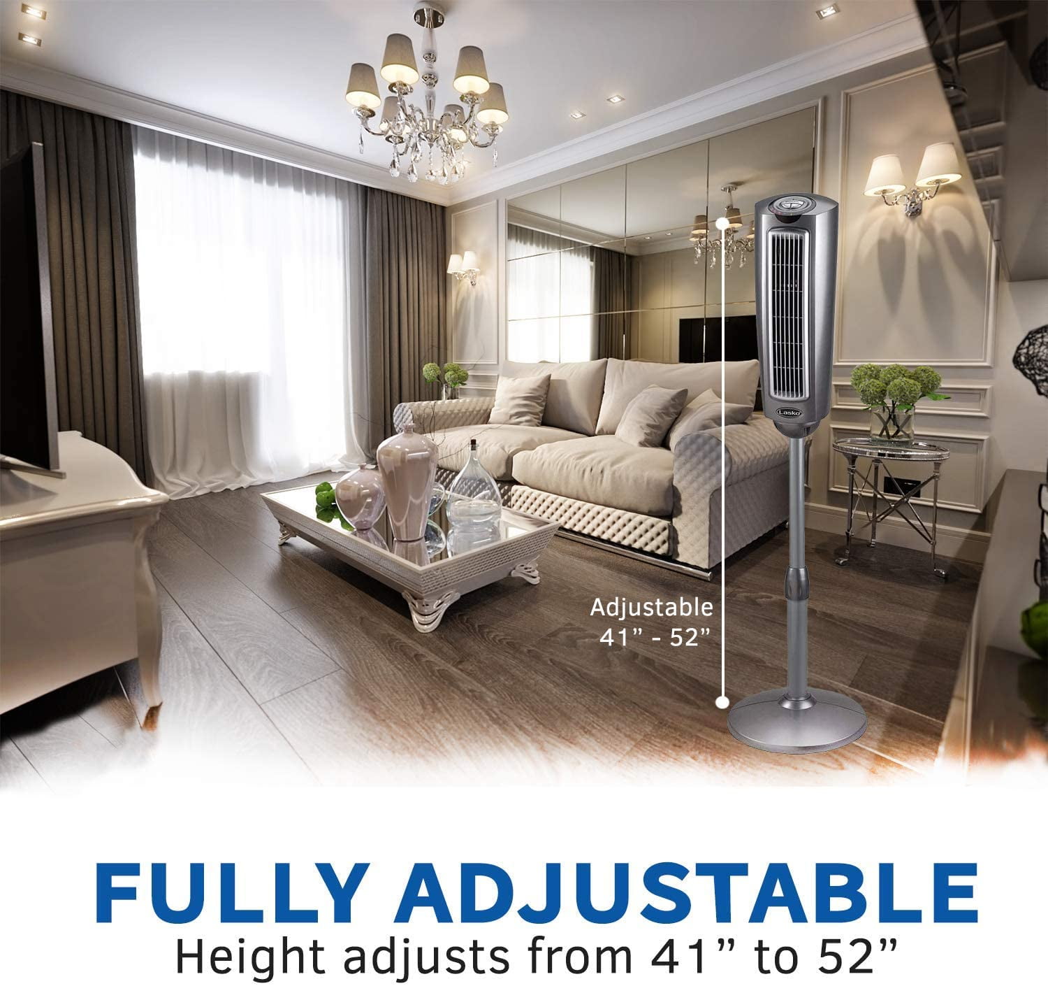 Lasko 2535 52″ Space-Saving Pedestal Tower Fan with Remote Control -  Features Built-in Timer and Wide Spread Oscillation - Walmart.com
