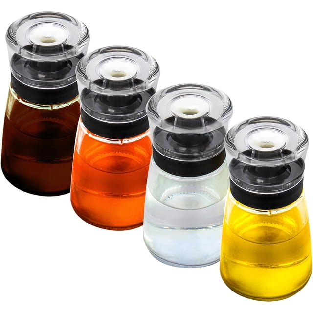 Set de 4 Botellas Dispensadoras de Aceite a Prueba de Fugas 160ml Vidrio para Camping y Cocina