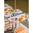 thumbnail image 2 of Outdoor Tablecloth with Umbrella Hole for Patio/Picnic/Party/Camping, Summer Floral Waterproof Table Cloth Square Cover Washable, Welcome Colorful Daisy Flowers Retro Botanical (60"x 60"), 2 of 9