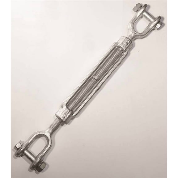 BARON 19-3/8X6 Turnbuckle, 1200 lb Working Load, 3/8 in Thread, Jaw, Jaw, 6 in L Take-Up, Galvanized Steel