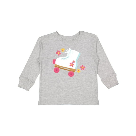 Inktastic Roller Skate Flowers Girls Long Sleeve Toddler T-Shirt