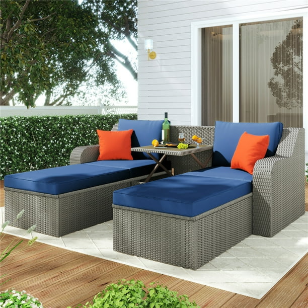 Patio Furniture Sets, 5 Piece Outdoor Conversation Sets with 2