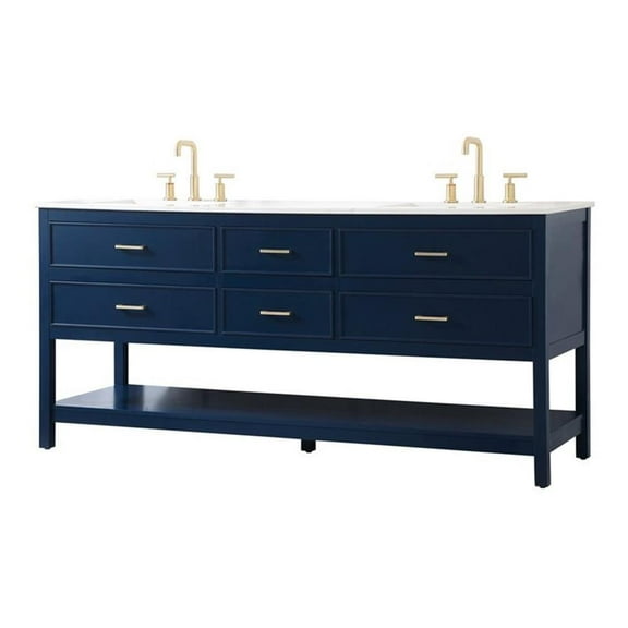 Elegant Decor Sinclaire 72" Aluminum Alloy & MDF Double Bathroom Vanity in Blue