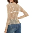thumbnail image 4 of Kilaqueen Lace Tops for Women Long Sleeve Mock Neck Mesh Sheer Top Sexy See Through Floral Blouses Y2K Layering Top Going Out Party Club Night Blouses, 4 of 4