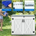 thumbnail image 4 of Dextrus Outdoor Horizontal Storage Shed with X-Shaped Lockable Door, 35 Cu Ft Weather Resistant Resin Tool Shed, 4 of 5