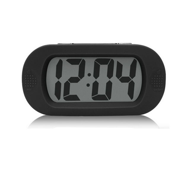 Xingzhi LED Alarm Clock with Snooze Night Light Table Bedside Alarms Silicone Shell LCD Screen Bell Home Travel Office Dorm Black