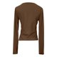 thumbnail image 3 of MHFRRA Camiseta Básica de Punto Acanalado para Mujer, Cuello Cuadrado, Manga Larga, Moda de Otoño, Informal, Elástica, Cómoda, para Niñas y Adolescentes Marrón, 3 of 4
