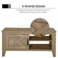 thumbnail image 6 of HomCom Farmhouse Coffee Table with Enclosed Storage Cabinet, Adjustable Open Shelves and Elevated Base, Oak, 6 of 9