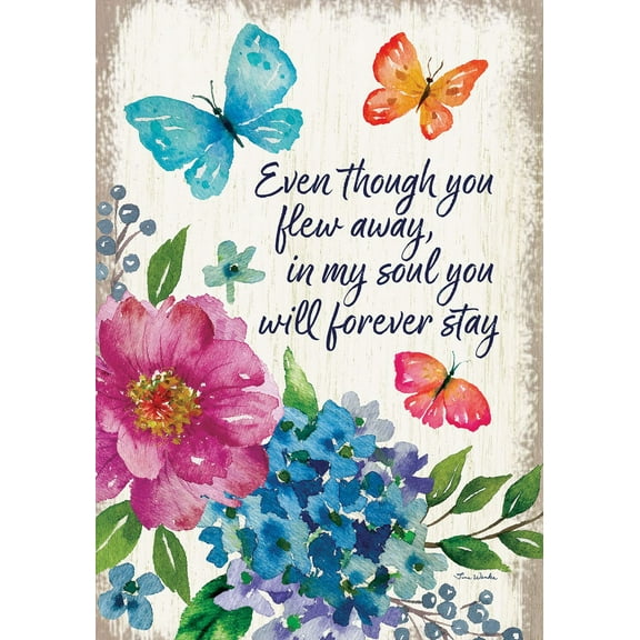 Custom Dcor 12" x 18" Cotton Blend Butterfly Bereavement Garden Flag, Double-Sided Outdoor Decor