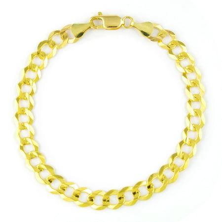 14k Yellow Gold Solid 7mm Italian Fine Curb Cuban Chain Bracelet 8" 8.5" 9"