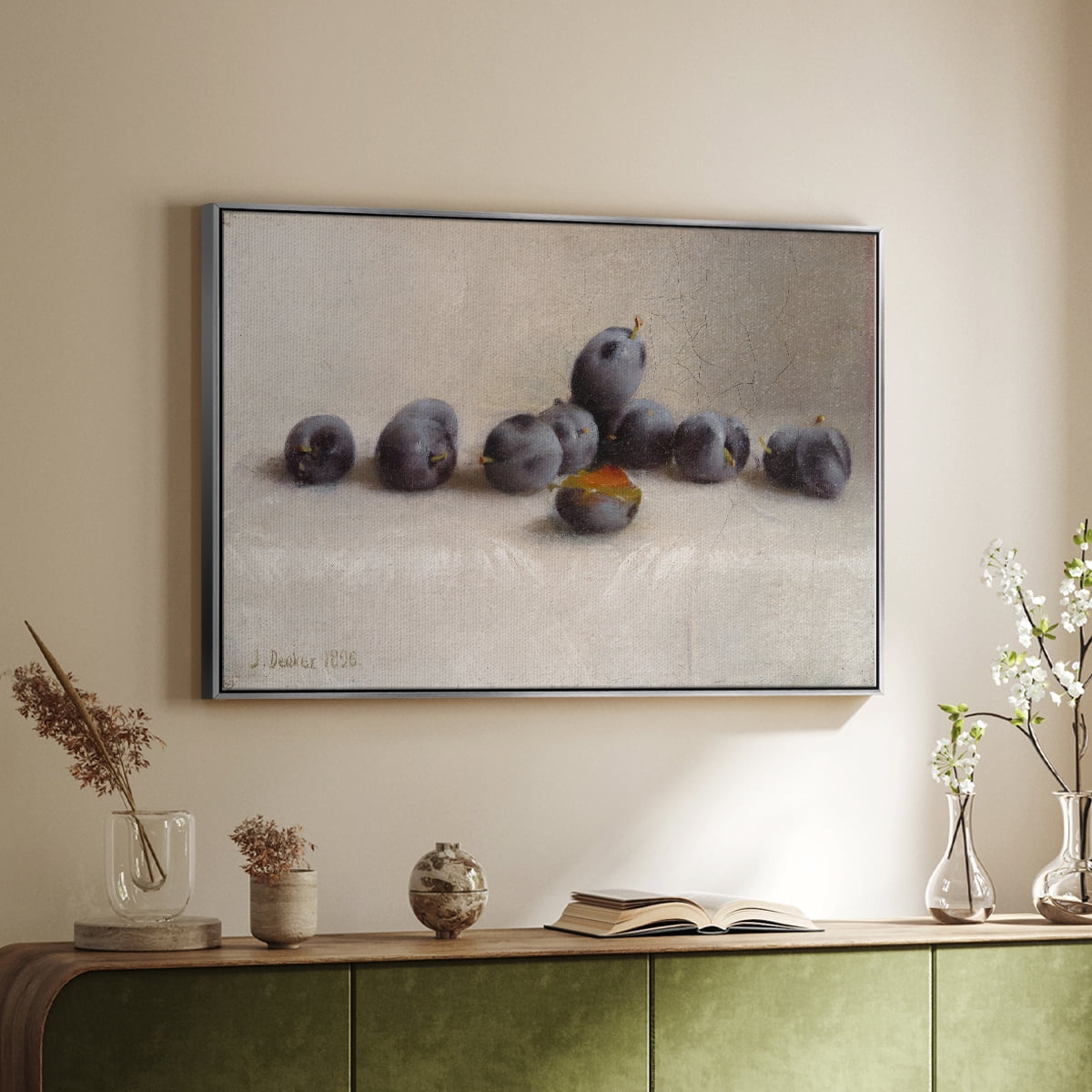 Vintage Botanical Print-XLIV By Wexford Home Framed in Silver Wood Gallery Wrapped Canvas 25 in. x 37 in.