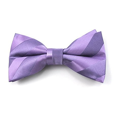 Lavender Solid Color Tonal Stripe Clip on Bow Ties