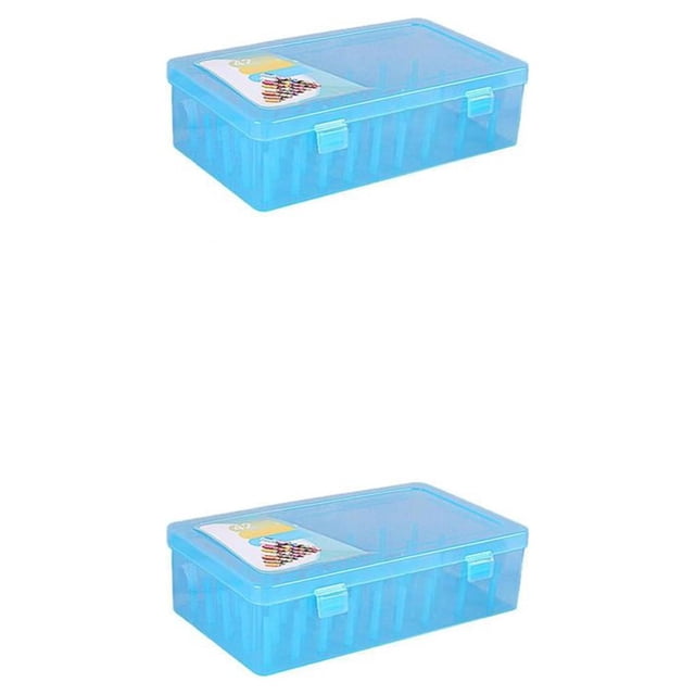 Injueey Caja de hilo de coser 42 Carretes Bobinas Hilos Contenedor de almacenamiento Suministros Azul 2Conjunto