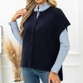 thumbnail image 4 of Women Tops Fashion Sawvnm Woman Fashion Short Sleeve Solid Sweater Button Opening And Closing Blouse Tshirts for Women Dark Blue M, 4 of 8