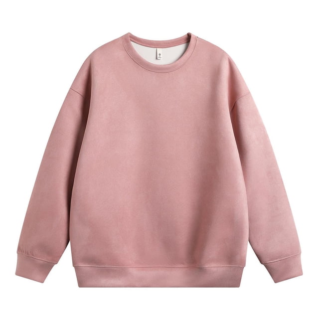Blusas y camisas de manga larga con cuello redondo para hombre, sudadera holgada con cuello redondo de color liso, blusa de poliéster para hombre