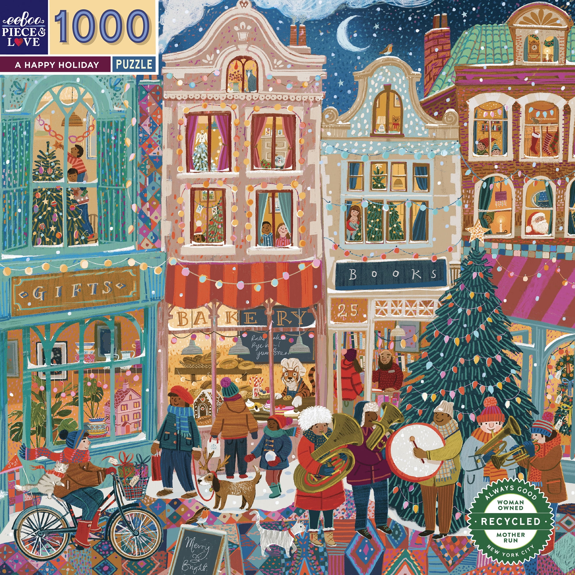 eeBoo Piece and Love A Happy Holiday 1000 Piece Square Adult Jigsaw Puzzle/ ages 14+