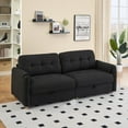 thumbnail image 2 of 79" Multi-functional Storage Loveseat Sofa Couch,Teddy Upholstered 3 Seat Sofa for Living Room,Bedroom,Office,Black, 2 of 7