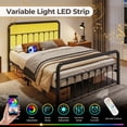 thumbnail image 2 of Bolvdo Full Bed Frame, Classic Metal Platform Bed Frame, with Charging Station and LED, No Need for Springs, Black, 2 of 8