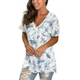 thumbnail image 3 of T Shirts for Women Casual Tops V-neck Tie-dye Short Sleeved Pullover Tee Shirt Top, 3 of 6
