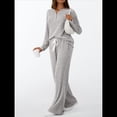 thumbnail image 4 of Conjuntos de Dos Piezas para Mujer, Suéter de Cuello Henley de Otoño, Chándal A Juego, Pijamas Cómodos con Bolsillos Gris XXL, 4 of 7