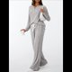 thumbnail image 4 of Conjuntos de Dos Piezas para Mujer, Suéter de Cuello Henley de Otoño, Chándal A Juego, Pijamas Cómodos con Bolsillos Gris S, 4 of 7