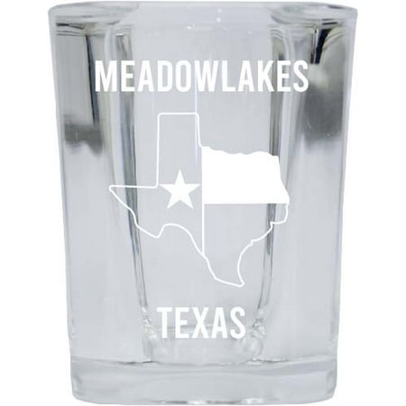

Meadowlakes Texas Souvenir Laser Etched 2 Ounce Square Shot Glass Texas State Flag Design