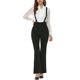 thumbnail image 1 of INSPIRAR CHIC Pantalones de tirantes de cintura alta para mujer, overoles de campana, mono negro XS, 1 of 5