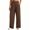 Brown, variant on Wensltd Women Straight Leg Pants Pleated Elastic Waist Side Pocket Solid Full Length Pants Casual Daily