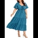 thumbnail image 3 of Vestido Bohemio de Talla Grande para Mujer, Verano 2025, Midi, , Corta, Escote Corazón, Cintura Elástica Azul XXL, 3 of 9