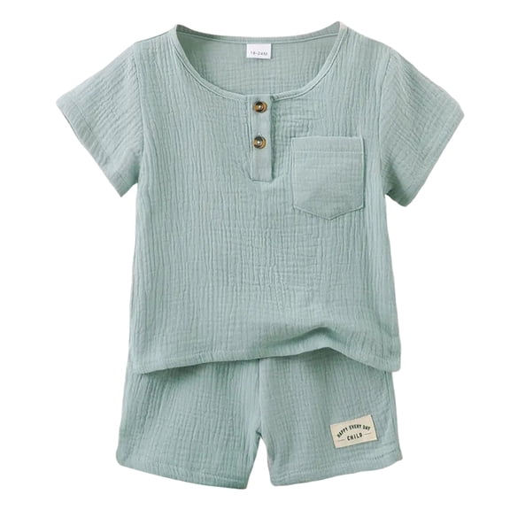 Ymyiu Baby Boy Clothes Summer Boys Clothes Boys' 2-Piece Summer Outfit T-Shirt and Shorts Set 18-24 Months (Green,18-24 Months)