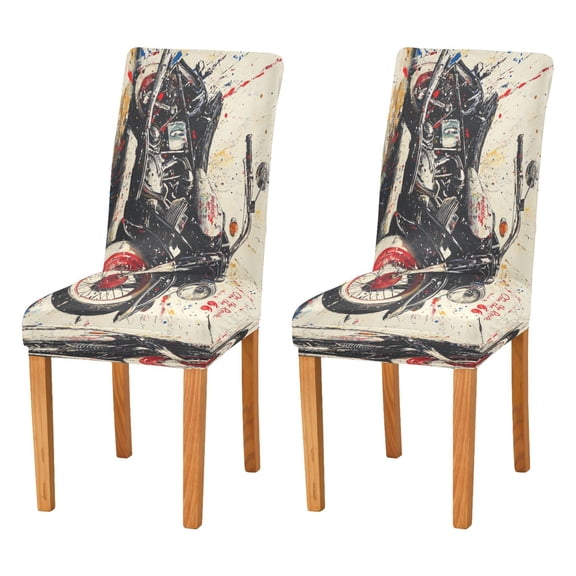 BZSMCE Chairs Slipcovers Dining Chair Covers Watercolor Motorcycle Creative Pattern