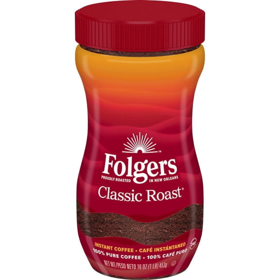Folgers Classic Roast Instant Coffee Crystals 16 oz (1 Pack) – Fast, Fresh Coffee Anytime