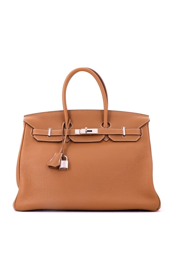 Pre-Owned Birkin Handbag Gold Togo with Palladium Hardware 35 By Rebag