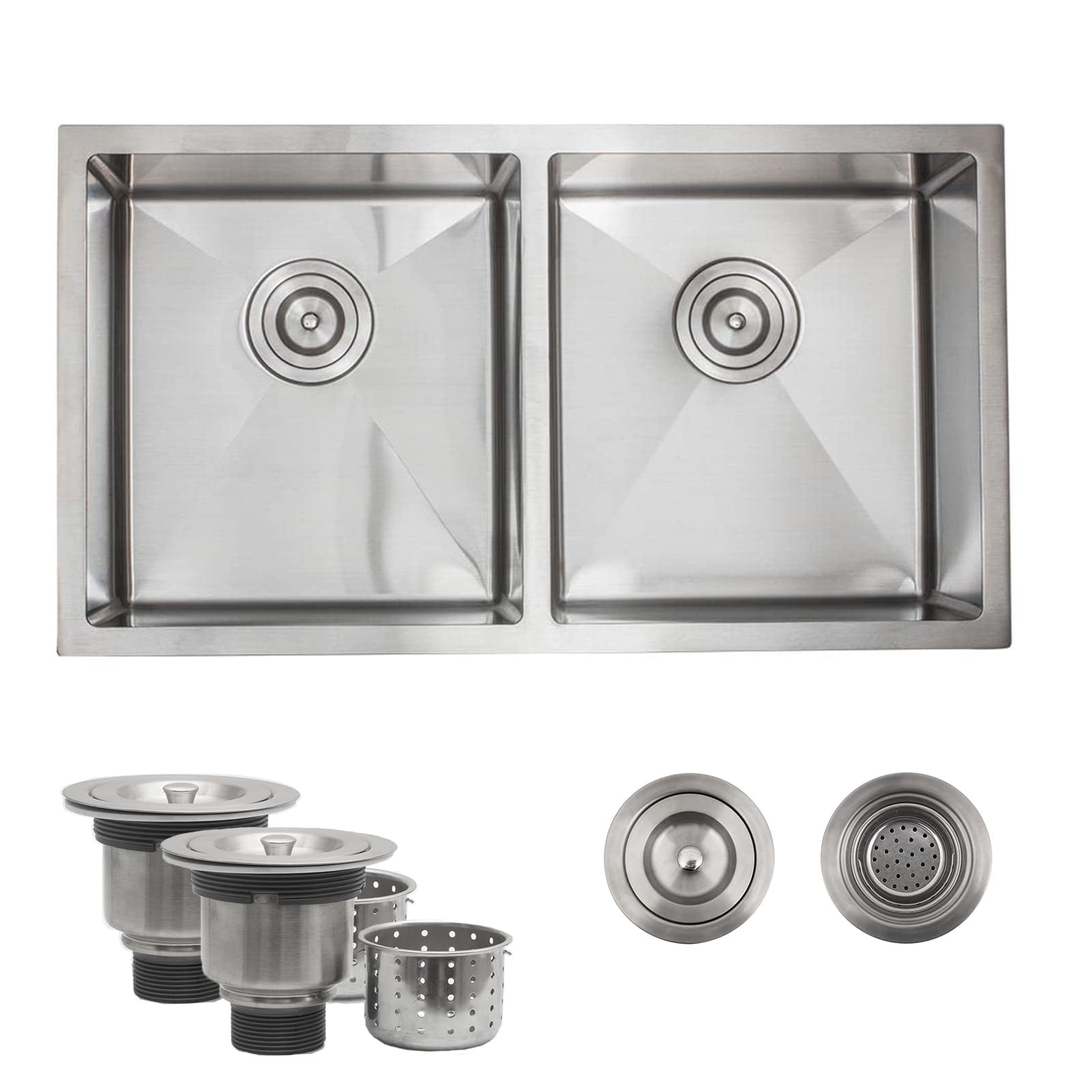 Strictly Sinks 32 Inch Double Bowl Kitchen Sink Undermount Kitchen
