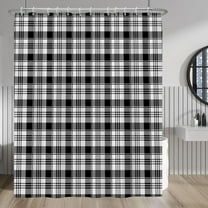 Black and White Buffalo Plaid Shower Curtain for Bathroom Decor Rustic Farmhouse Plaid Checkered Shower Curtains Set for Bath Decoration with Hooks 72x84 Inch Waterproof Fabric Bath Curtains