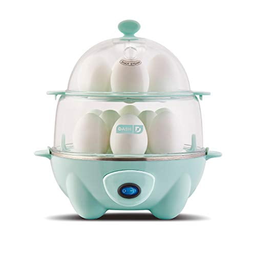 DASH Deluxe Rapid Egg Cooker for Hard Boiled, Poached, Scrambled Eggs, Omelets, Steamed Vegetables, Dumplings &amp; More, 12 Capacity, with Auto Shut Off Feature - Aqua