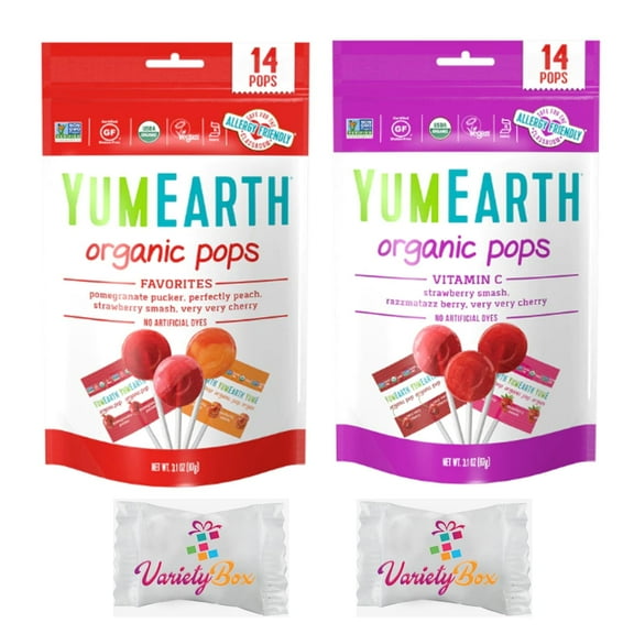 Yumearth Organic Assorted Flavors Lollipops and Assorted Vitamin C Lollipops with Variety Box Mints ES6