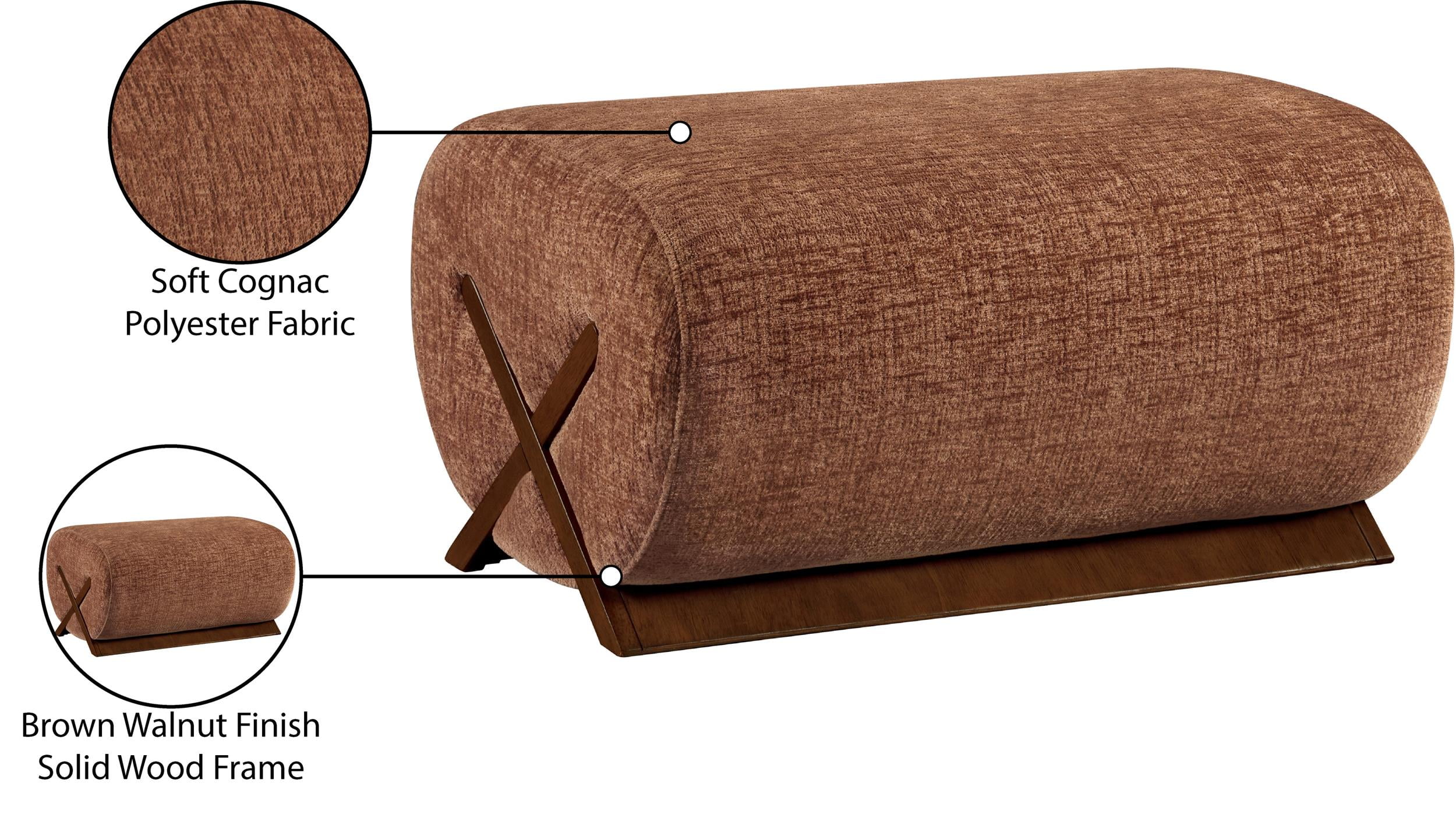 Meridian Furniture Akira Cognac Upholstered Ottoman