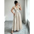 thumbnail image 5 of Apricot Women Sleeveless Polka Dot Maxi Dress V-Neck Gathered Waist, 5 of 7