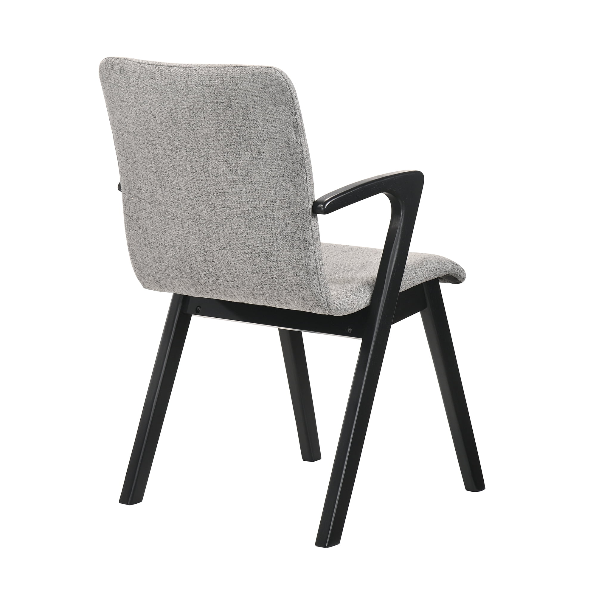 Varde Mid-Century Modern Dining Accent Chair with Black Finish and Grey Fabric - Set of 2
