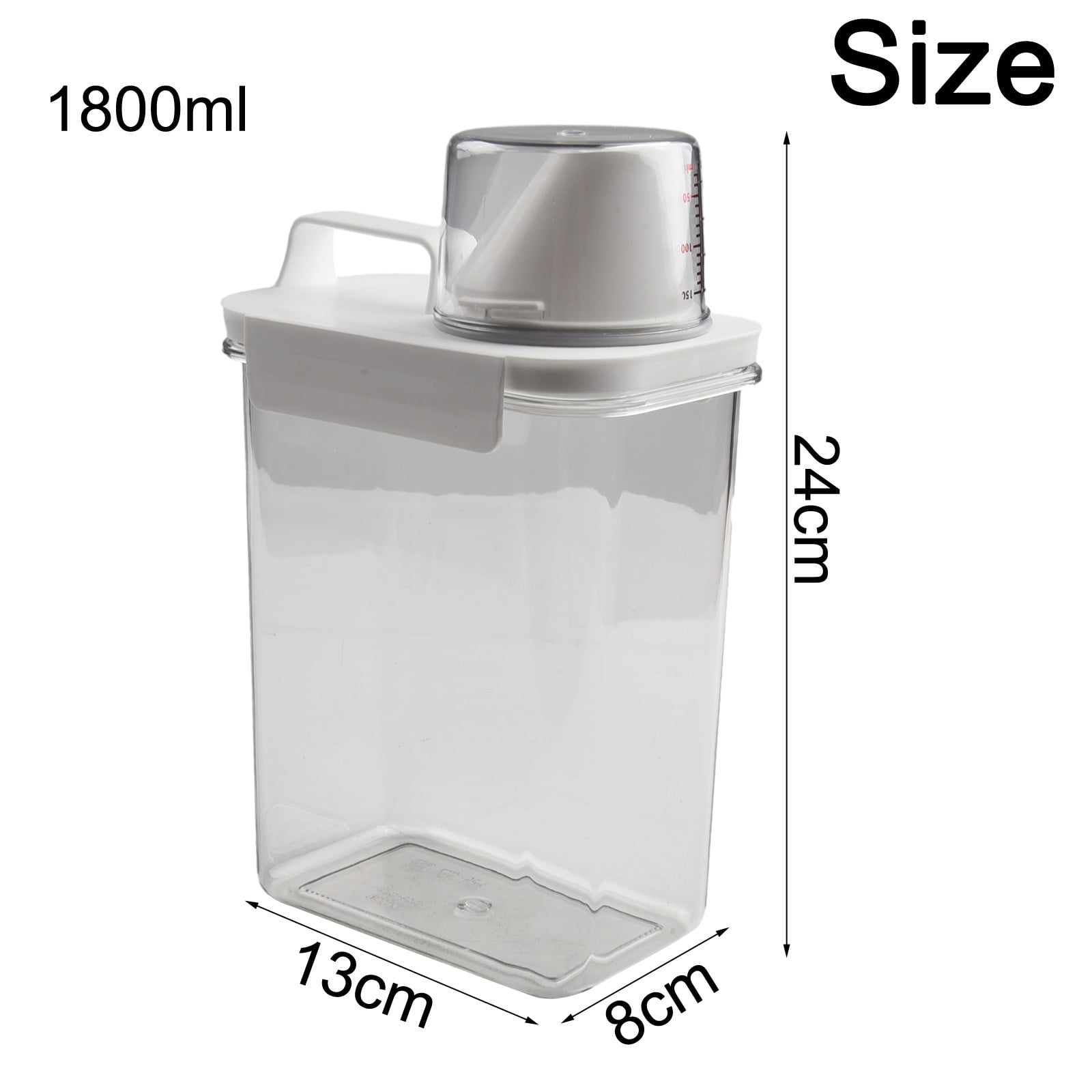 Airtight Detergent Dispenser with Measuring Cup, Washing Powder Dispenser