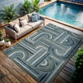 thumbnail image 2 of CAMILSON Spring Geometric Arch Striped Easy-Cleaning Non-Shedding Washable Outdoor Indoor Area Rug Aqua 5x7, 2 of 9